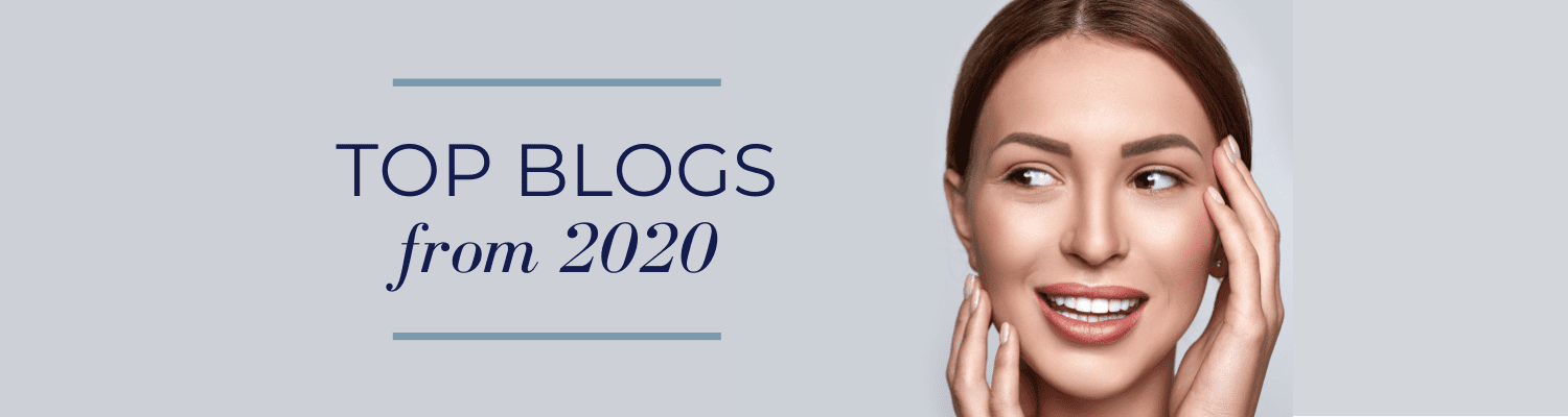 Top blogs from 2020 with woman touching her face
