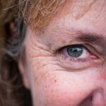 Close up of a woman eye and face wrinkles