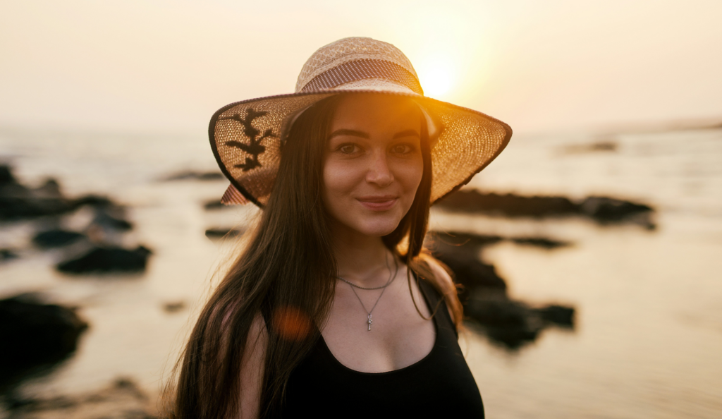 woman in sun hat