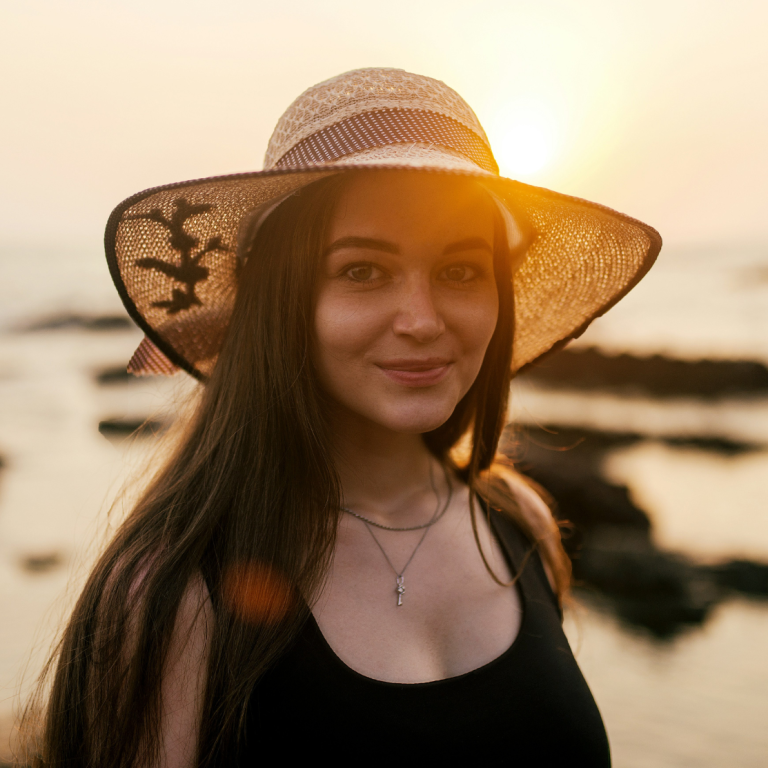 woman in sun hat