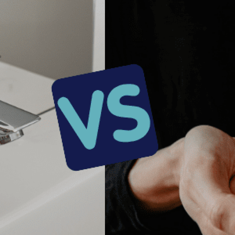 washing hands in the sink with soap vs. using hand sanitizer